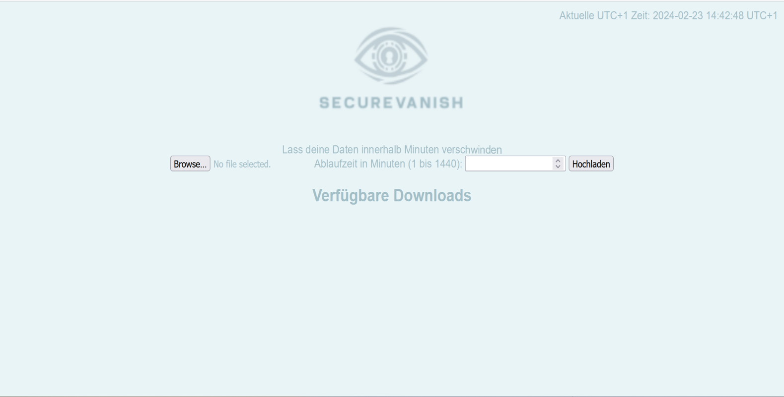 SecureVanish web interface