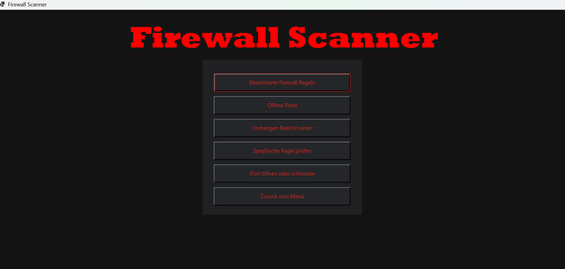 Security Scanner GUI firewall